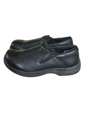Genuine Grip Unisex 470 Slip On Work Shoes Black Leather Size Men 6 , Women 8